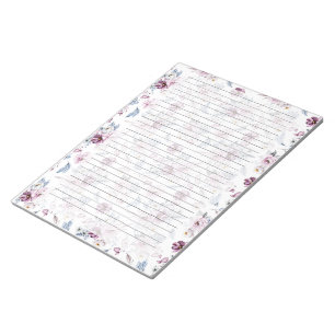 Bloco De Notas Notepad Floral, Vinculado, Roxo/Azul
