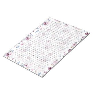 Bloco De Notas Notepad Floral, Vinculado, Roxo/Azul