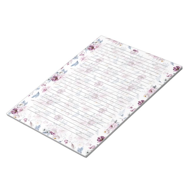 Bloco De Notas Notepad Floral, Vinculado, Roxo/Azul (Inclinado)