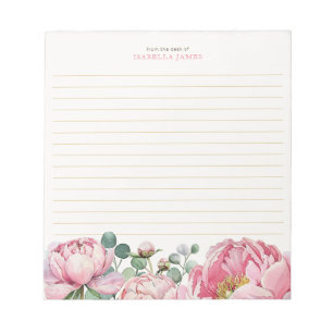 Bloco De Notas Notepad Floral Watercolor & Eucalyptus Greenery