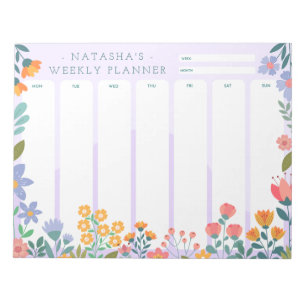 Bloco De Notas Notepad Floral Weekly Planner do Jardim Vibrante