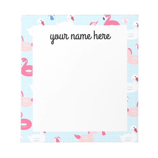 Bloco De Notas Notepad flutuante de Piscina Unicorn personalizado (Frente)