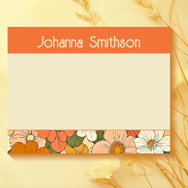 Bloco De Notas Notepad Grande Floral do Groove Laranja Retro