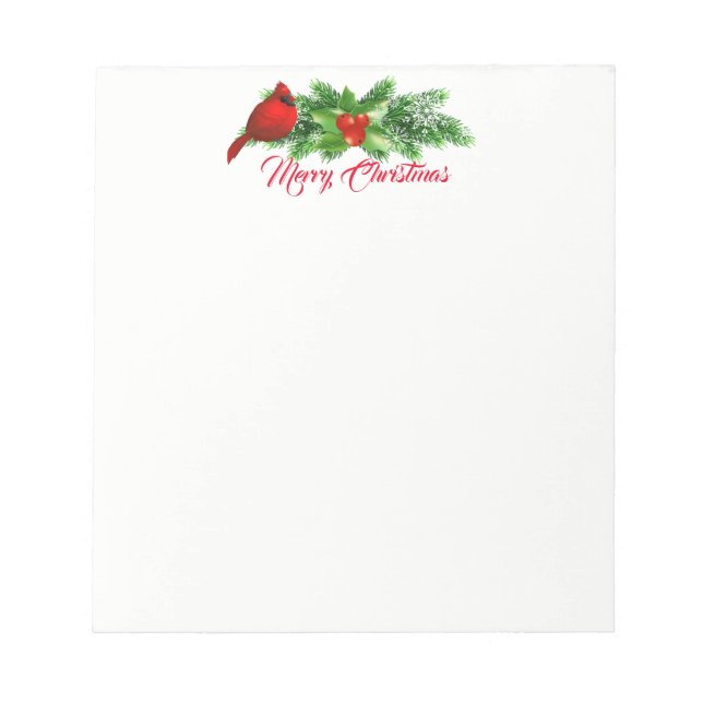 Bloco De Notas Notepad Holly Bough/Cardinal de Natal (Frente)