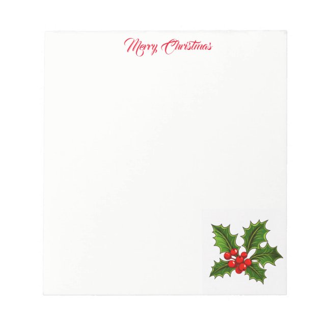 Bloco De Notas Notepad Holly de Natal (Frente)