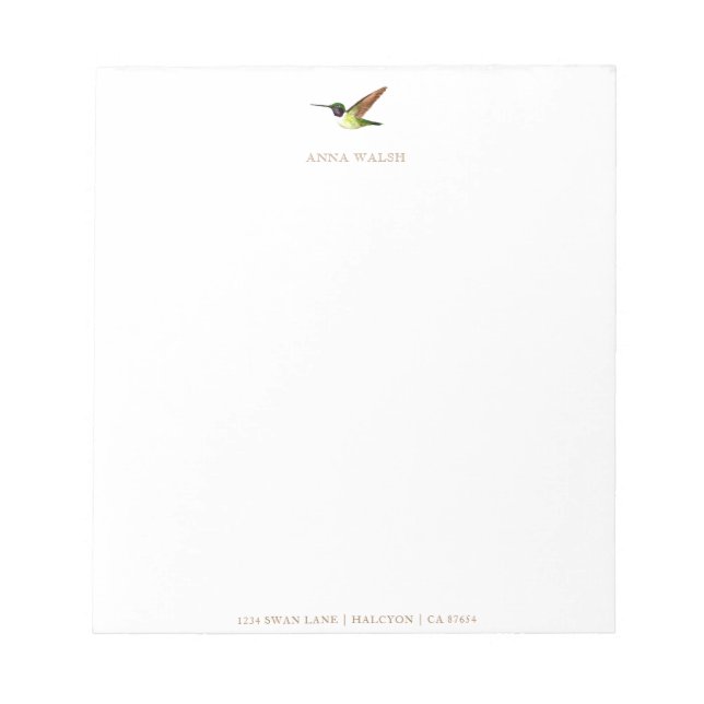 Bloco De Notas Notepad Hummingbird personalizado de Anna (Frente)