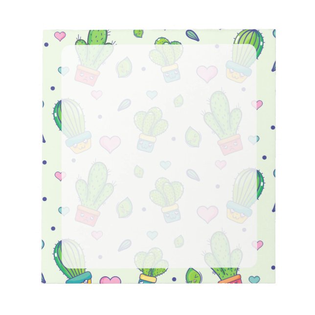 Bloco De Notas Notepad Kawaii Cactus & Hearts (Frente)