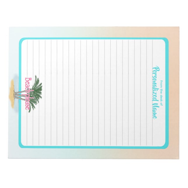 Bloco De Notas Notepad Linhado Bordado de Praia (Frente)