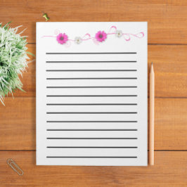 Bloco De Notas Notepad Linhado Escuro das Flores Rosa