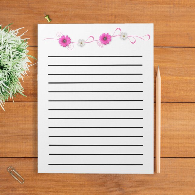 Bloco De Notas Notepad Linhado Escuro das Flores Rosa (Criador carregado)