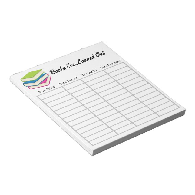 Bloco De Notas Notepad "Livros que emprestei" (Inclinado)