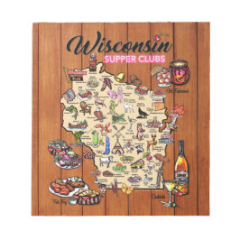 Bloco De Notas Notepad - Mapa do Clube de Apoio de Wisconsin