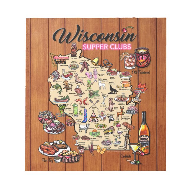 Bloco De Notas Notepad - Mapa do Clube de Apoio de Wisconsin (Frente)