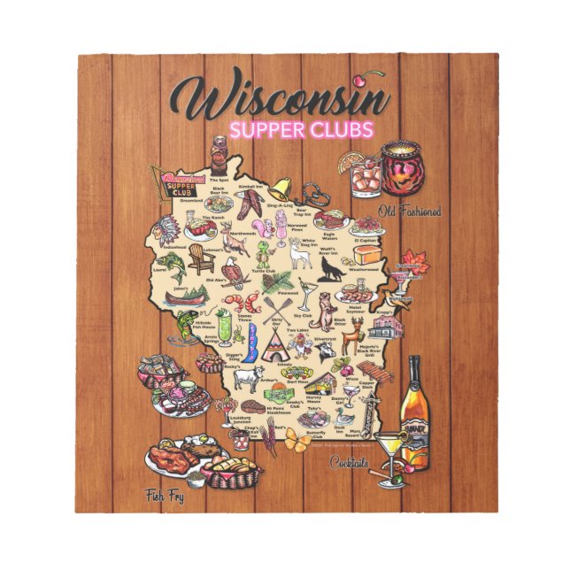 Bloco De Notas Notepad - Mapa do Clube de Apoio de Wisconsin (Frente)