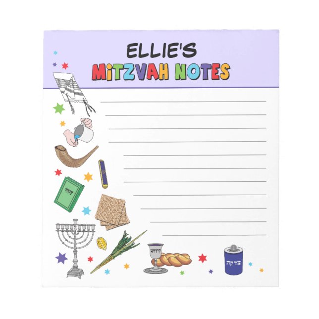 Bloco De Notas Notepad Mitzvah Personalizado - Estilo 3 (Frente)
