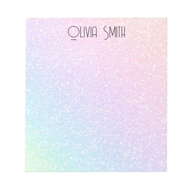 Bloco De Notas Notepad Moderno e Moderno, Sweet Rainbow Glitter (Frente)