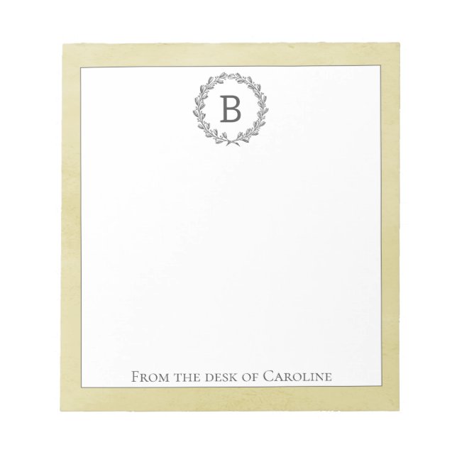 Bloco De Notas Notepad Monograma de Fios Amarelos (Frente)