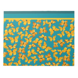 Bloco De Notas Notepad ou Jotter, Borboletas de Ouro no Teal