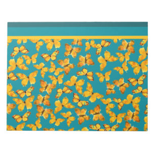 Bloco De Notas Notepad ou Jotter, Borboletas de Ouro no Teal