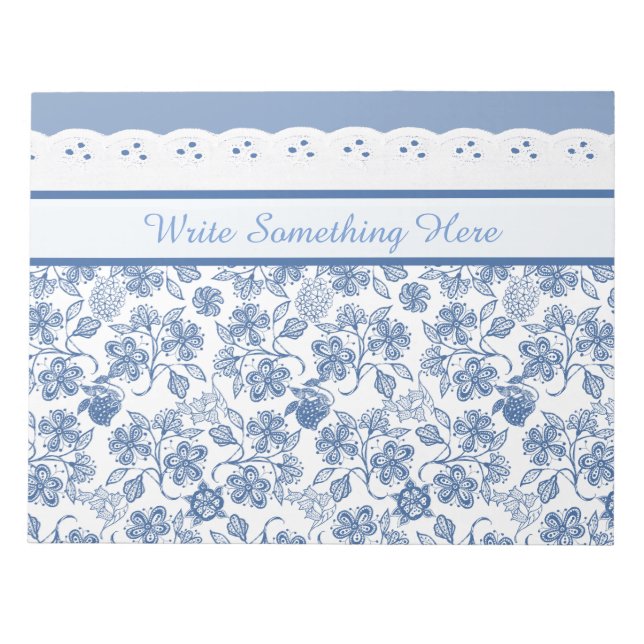 Bloco De Notas Notepad ou Jotter de Lace Faux Floral Personalizad (Frente)