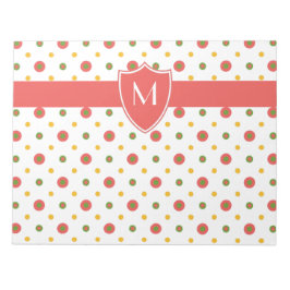 Bloco De Notas Notepad ou Jotter de Monograma Vermelho Chic, Polk