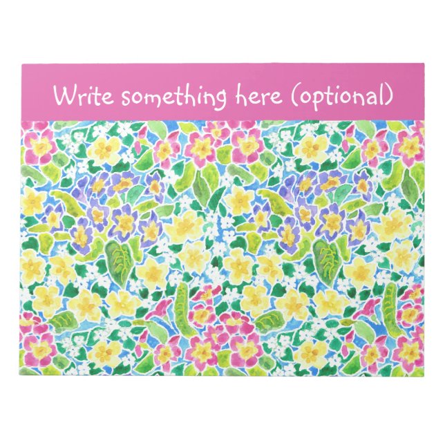 Bloco De Notas Notepad ou Jotter Personalizado, Primroses, Bonito (Frente)