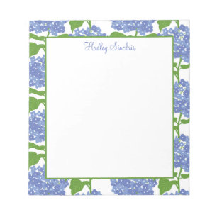 Bloco De Notas Notepad Padrão de Hydrangea Azul Periwinkle