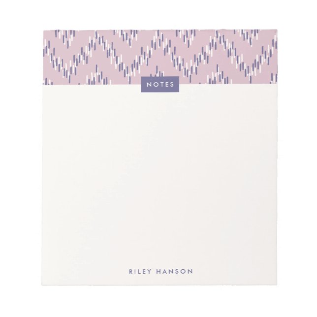 Bloco De Notas Notepad Padrão de Zig Zag Boho Dashing Ikat - Roxo (Frente)