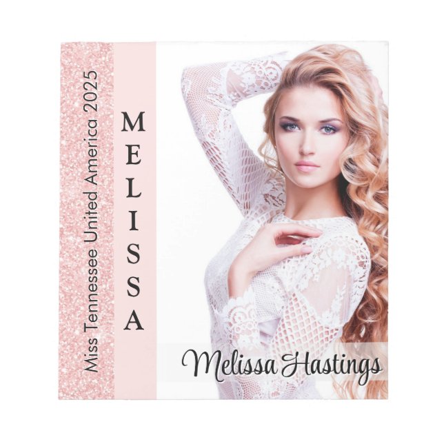 Bloco De Notas Notepad Pequeno do Pageant Glitz Rosa rosa (Frente)