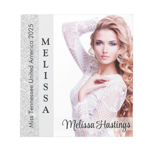 Bloco De Notas Notepad Pequeno do Pageant Glitz Silver (Frente)