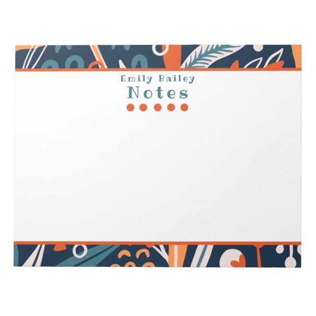 Bloco De Notas Notepad Personalizado Azul e Laranja Spunky (Frente)