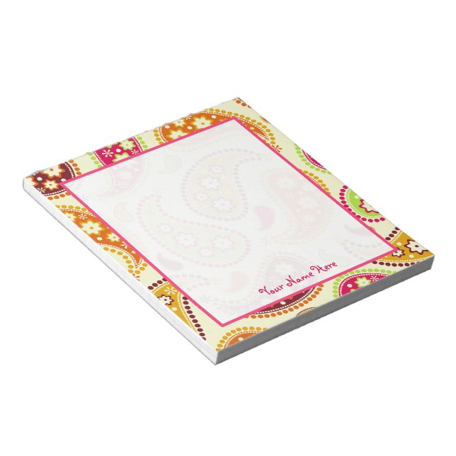 Bloco De Notas Notepad Personalizado Boho Paisley (Inclinado)