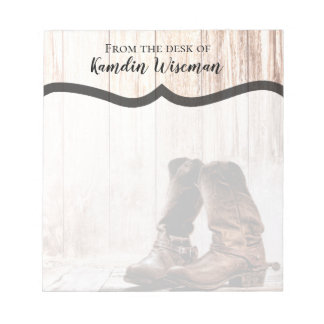 Bloco De Notas Notepad Personalizado Boots Country Rustic Western