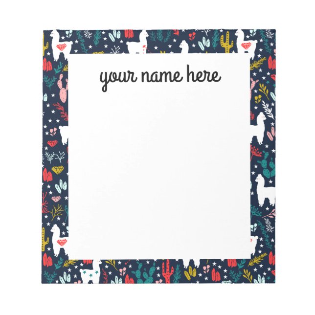 Bloco De Notas Notepad Personalizado Cactus e Alpaca (Frente)