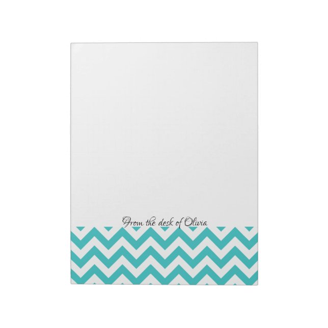 Bloco De Notas Notepad Personalizado Chevron Teal (Invertido)