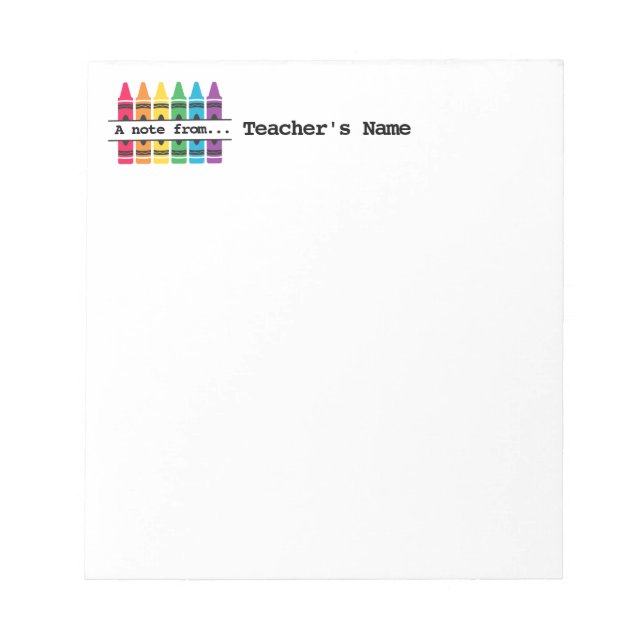 Bloco De Notas Notepad personalizado "Colorful Crayons" do profes (Frente)