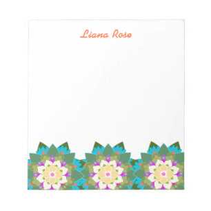 Bloco De Notas Notepad Personalizado Colorido Lotus Floral