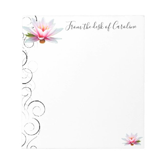 Bloco De Notas Notepad Personalizado com Lily de Água (Frente)