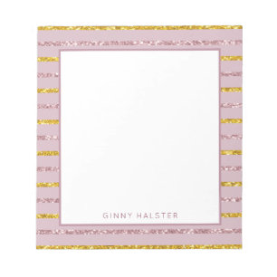 Bloco De Notas Notepad personalizado, cor-de-rosa e Dourado, de 5