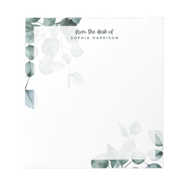 Bloco De Notas Notepad Personalizado Da Aquarela Eucalyptus (Frente)