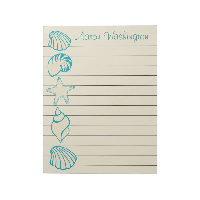 Bloco De Notas Notepad personalizado da Beach Seashell (Invertido)