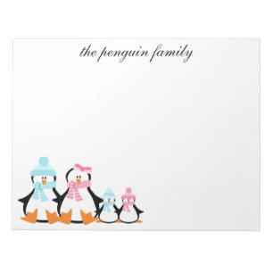 Bloco De Notas Notepad Personalizado Da Família Penguin Winter
