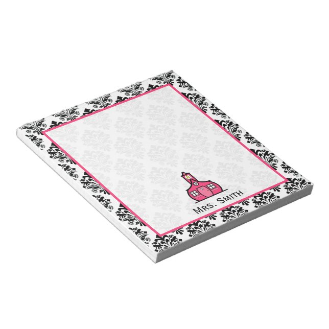 Bloco De Notas Notepad Personalizado Damask para Professores (Inclinado)