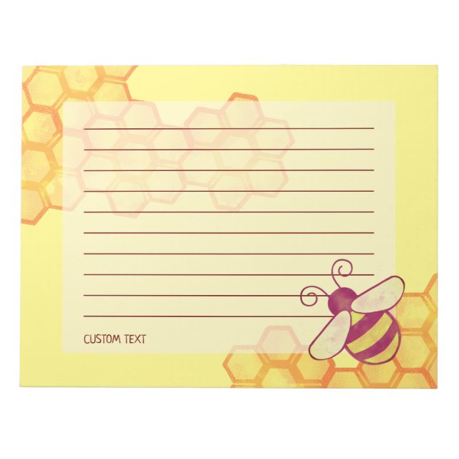 Bloco De Notas Notepad Personalizado De Bee Honeycomb (Frente)