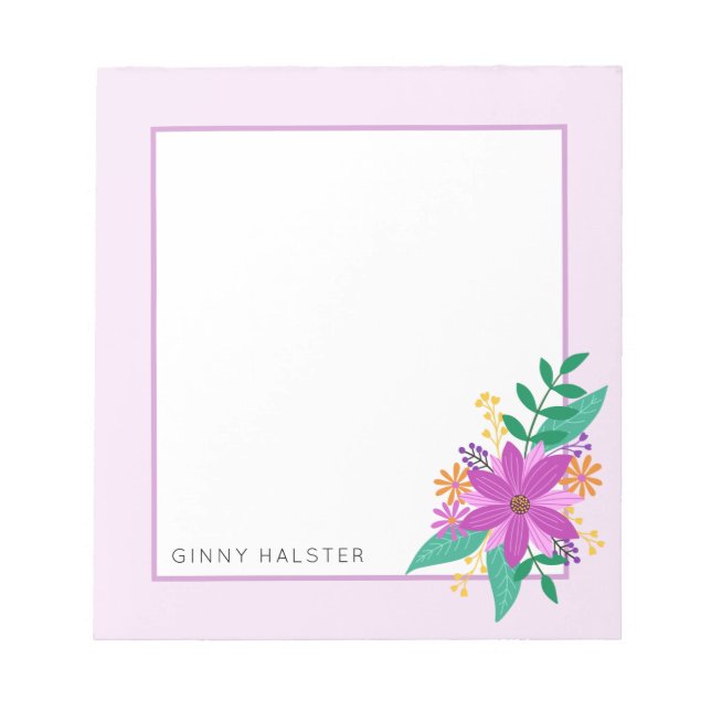 Bloco De Notas Notepad Personalizado de Buquê Floral 5,5" x 6" (Frente)