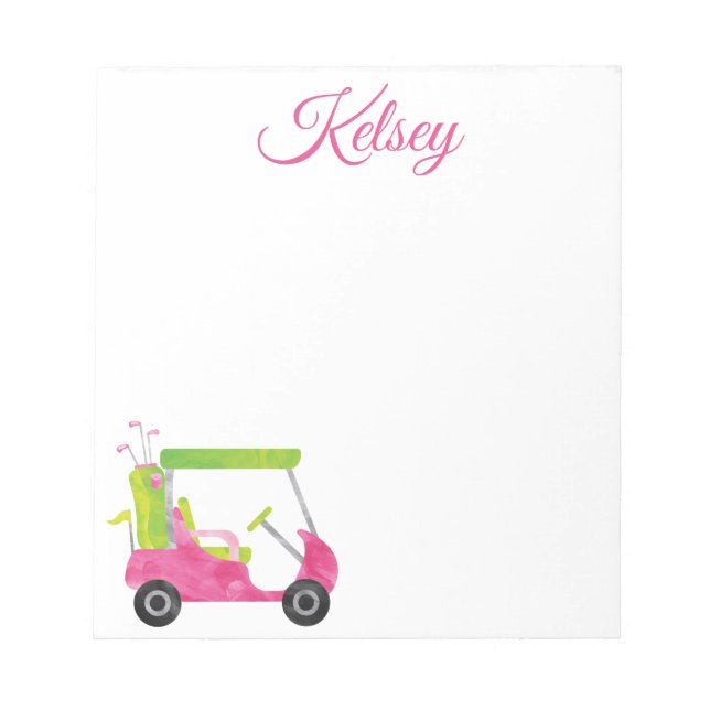 Bloco De Notas Notepad Personalizado De Carrinho De Golfe Rosa De (Frente)