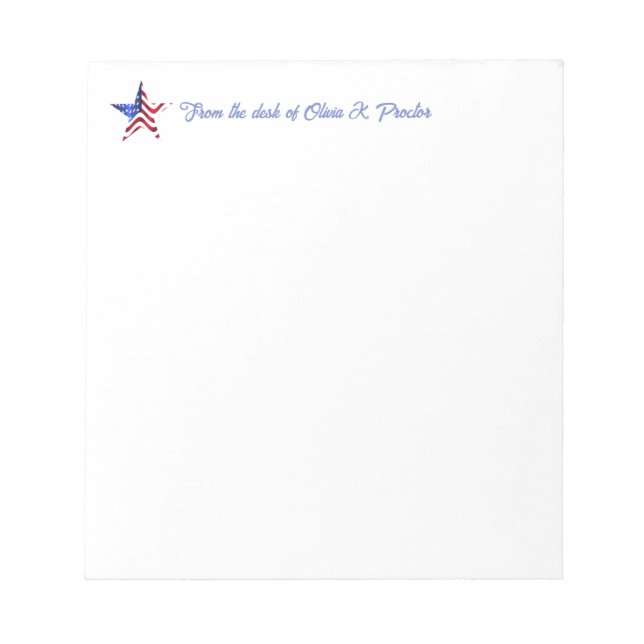 Bloco De Notas Notepad Personalizado de Estrela Patriótica (Frente)