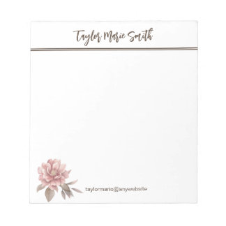Bloco De Notas Notepad Personalizado de Flor de Pensão Rosa