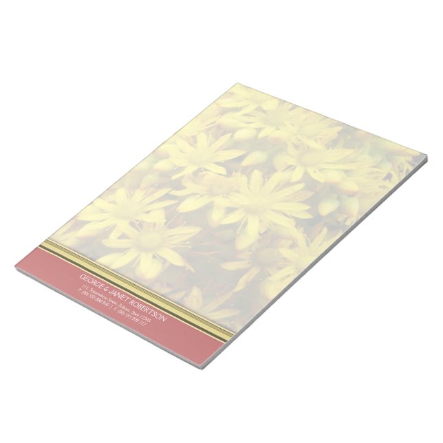 Bloco De Notas Notepad Personalizado de Flores Amarelas Felizes (Inclinado)