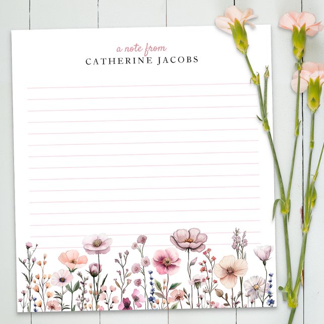 Bloco De Notas Notepad Personalizado de Flores Selvagens de Água  (Floral Notepad)